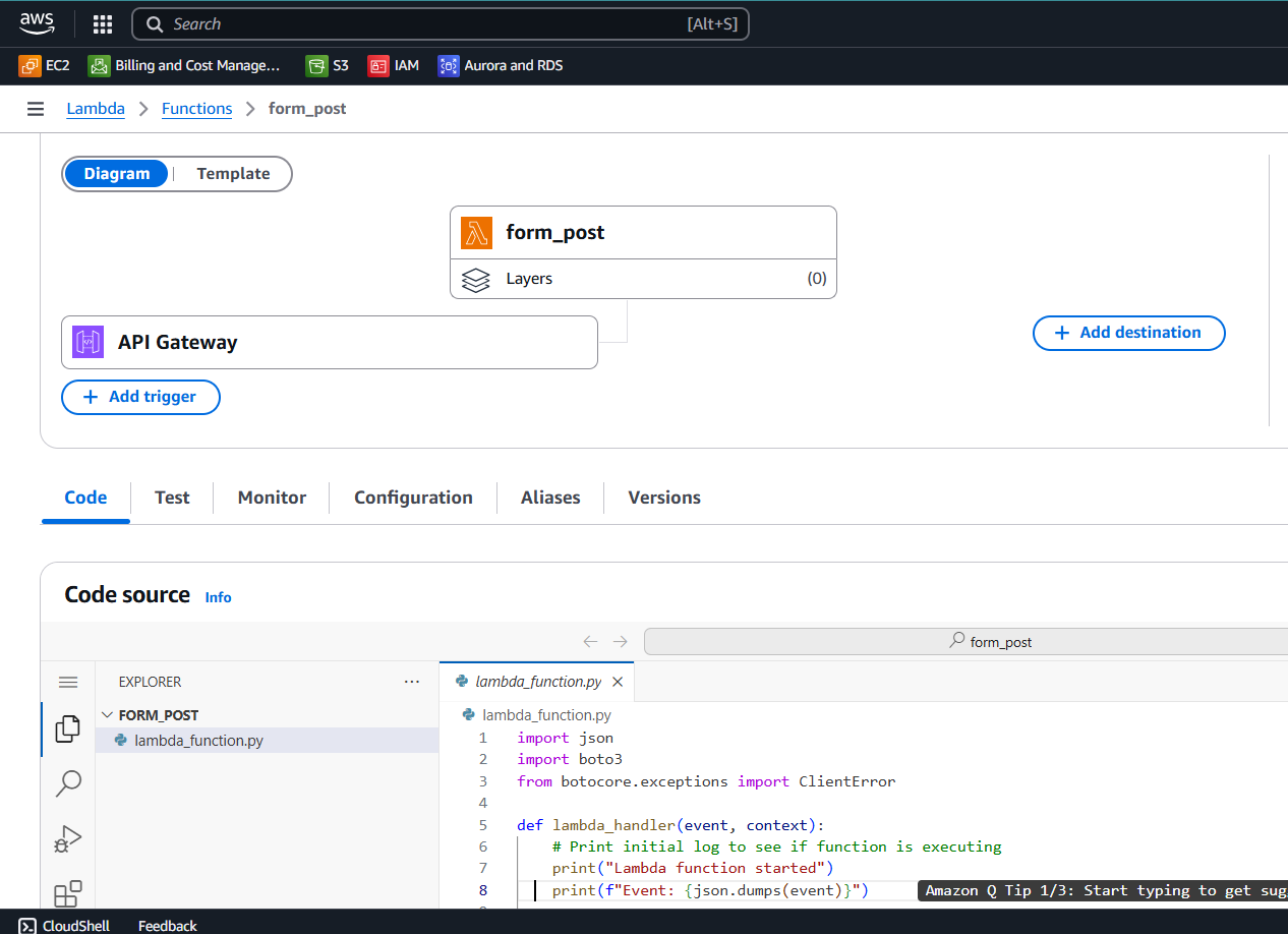 aws static console Lambda